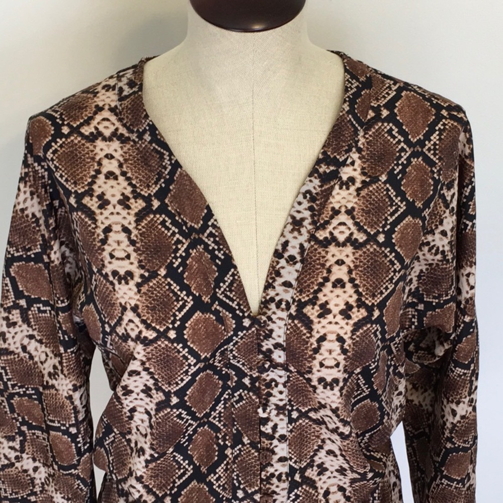 BCBGMaxAzria Brown Snake Print Romper - Picture 4 of 16